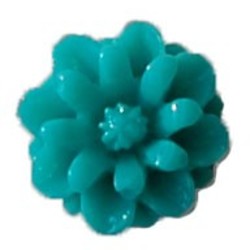 Kunststof bloemetje Aster met platte onderkant. Turquoise. 12mm. Per stuk voor