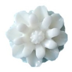 Kunststof bloemetje Aster met platte onderkant. Wit. 12mm. Per stuk voor