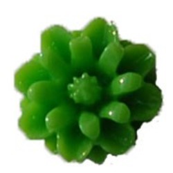 Kunststof bloemetje Aster met platte onderkant. Groen. 12mm. Per stuk voor