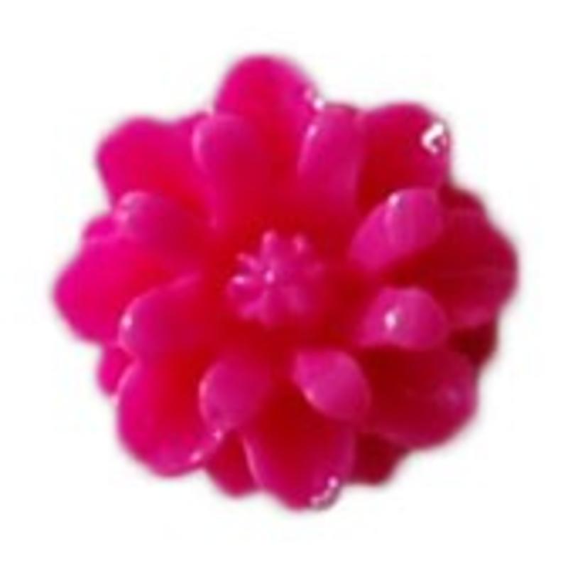 Kunststof bloemetje Aster met platte onderkant. Fuchsia. 12mm. Per stuk voor