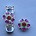 Bling Thing. Bloem. (Groot). 11mm. Fuchsia/Groen met Siam Strass. Per stuk