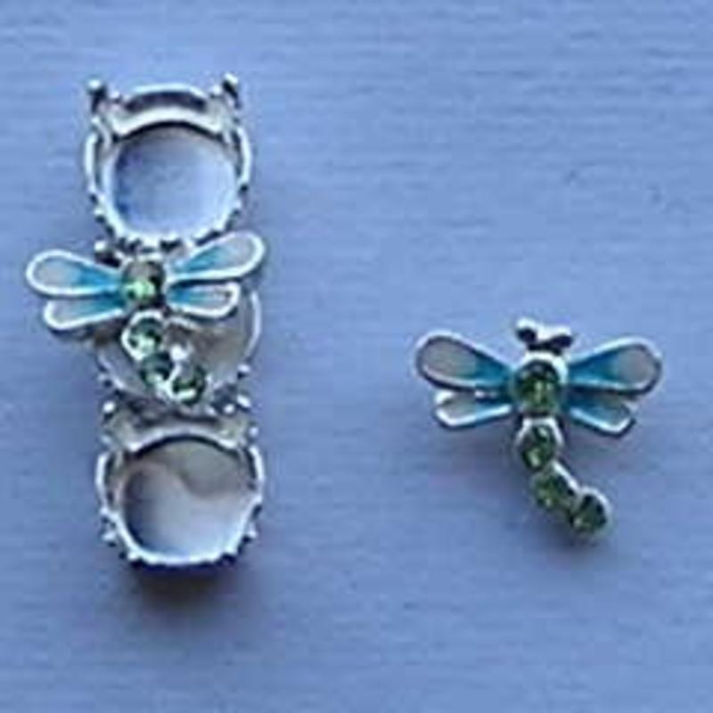 Bling Thing. Libelle. 10x12mm. Creme Aqua met Peridot Strass.