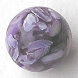 Resin kraal met stukjes schelp. 18mm. Purple.