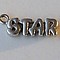 Bedel . Tekst Star. 7x21mm. Oudzilverkleurig.