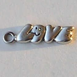 Bedel . Tekst Love met smile. 7x27mm. Oudzilverkleurig.