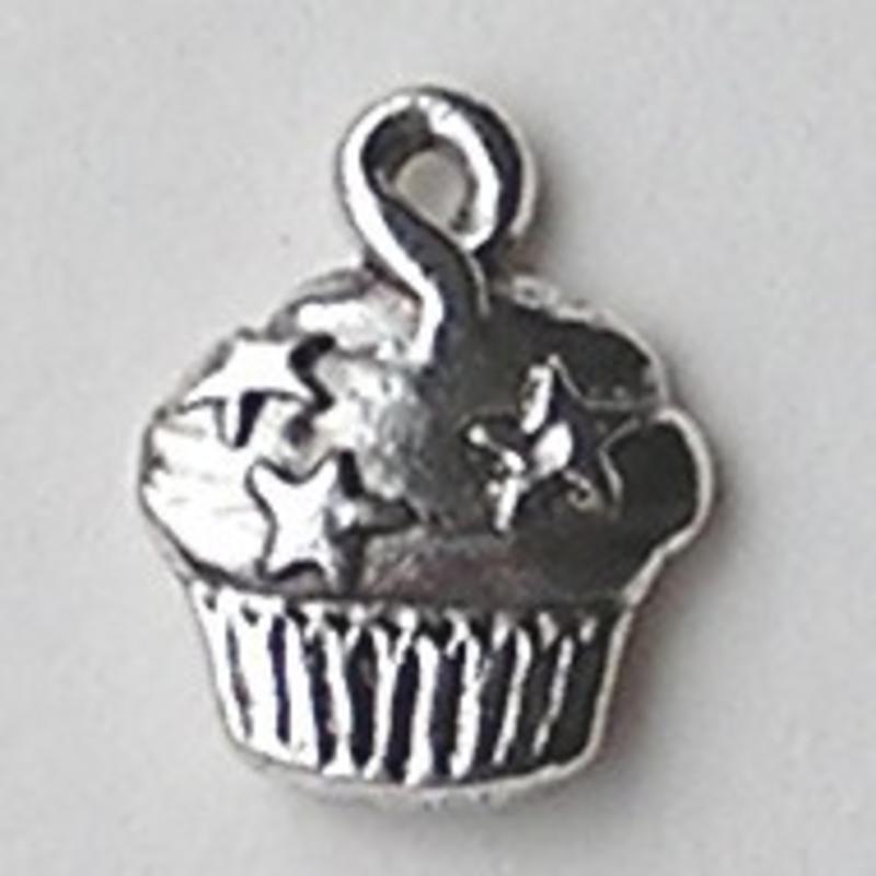 Bedel. Cup cake. 15mm. Verzilverd met harde beschermlaag. (ook in grootverpakking).