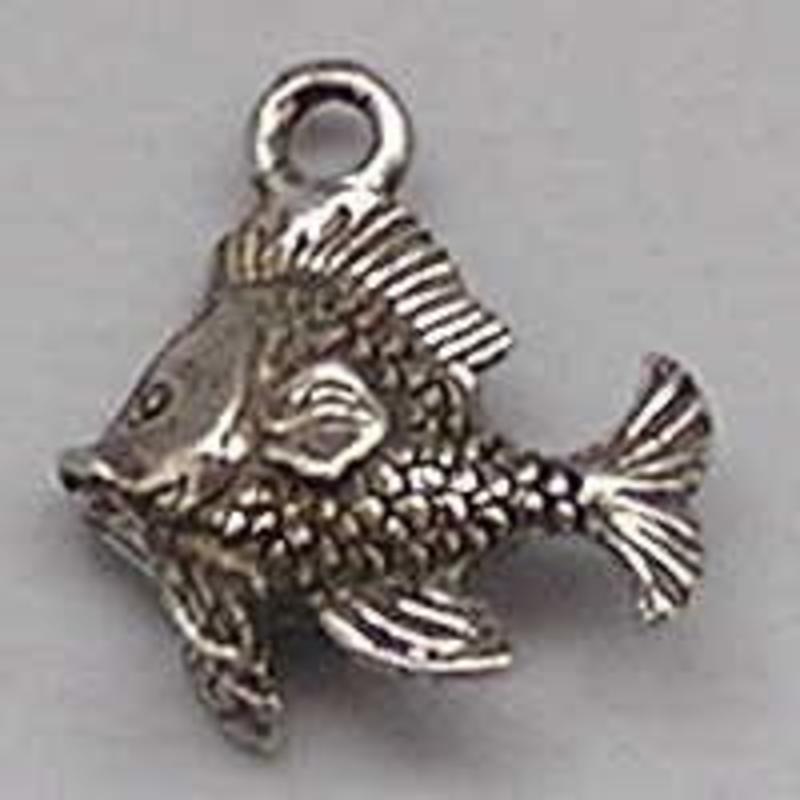 Bedel Vis. 14x15mm. Verzilverd met harde beschermlaag. (ook in Grootverpakking).