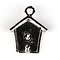 Bedel Vogelhuisje. 15x19mm. Verzilverd met harde beschermlaag.