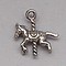 Bedel Carousel Paard. 15x18mm. Verzilverd met harde beschermlaag.