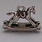 Bedel Hobbelpaard. 14x18mm. Verzilverd met harde beschermlaag.(ook in Grootverpakking).