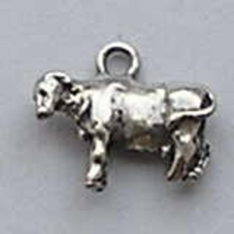 Bedel Koe. 15x18mm. Verzilverd met harde beschermlaag. (ook in grootverpakking).