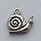 Charm Snail with House. 15mm. Silver plated with hard protective layer.