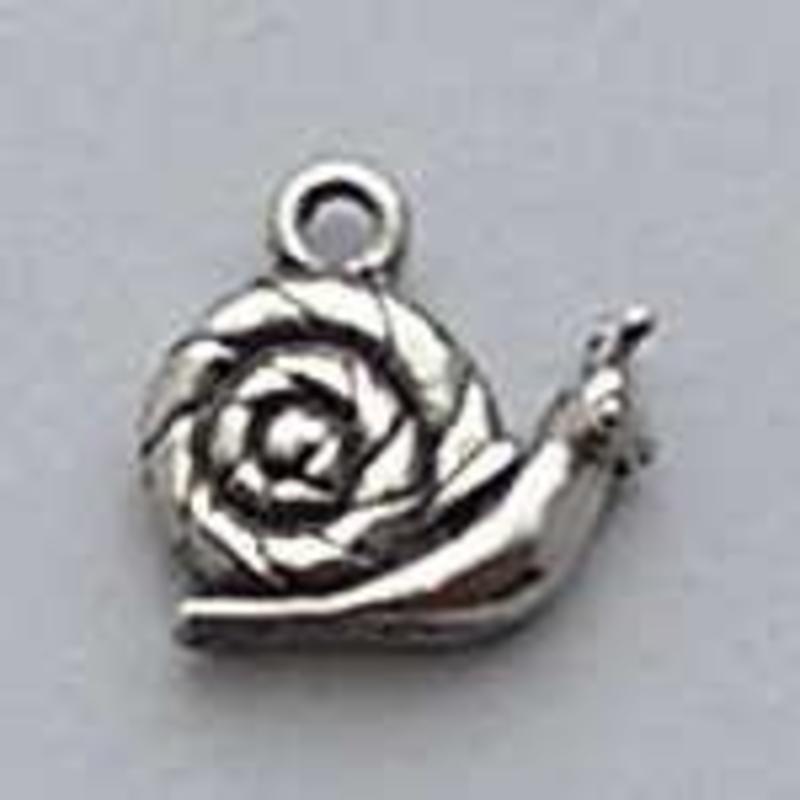 Charm Snail with House. 15mm. Silver plated with hard protective layer.