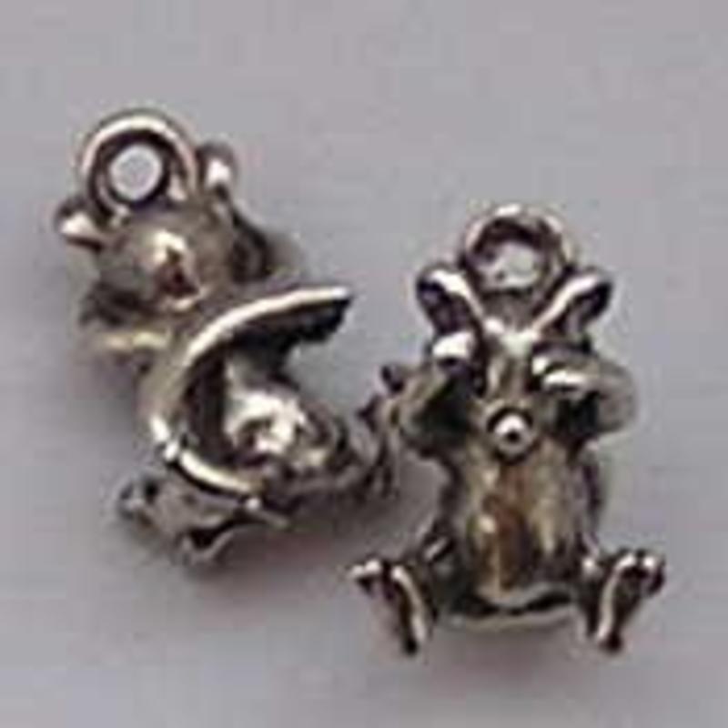 Bedel Muisje. 14mm. Oudzilverkleurig. (ook in Grootverpakking).