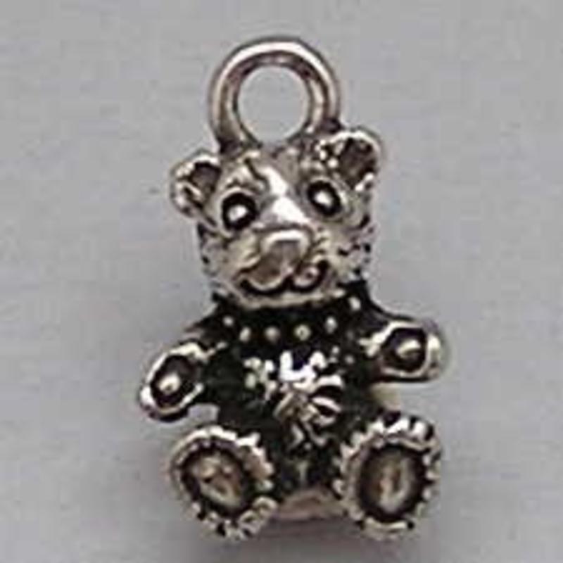 Bedel Teddybeer. 14mm. Verzilverd met harde beschermlaag. (ook in grootverpakking).