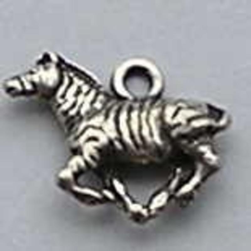 Bedel Zebra. 15x20mm. Verzilverd met harde beschermlaag. (ook in grootverpakking).