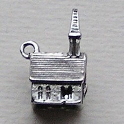 Bedel Kerkje. 18mm. Oudzilverkleurig. (ook in grootverpakking).