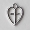 Bedel Hart met kruisje. 13x19mm. Verzilverd met harde beschermlaag.
