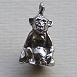 Charm Monkey. 18mm. Silver plated with hard protective layer.