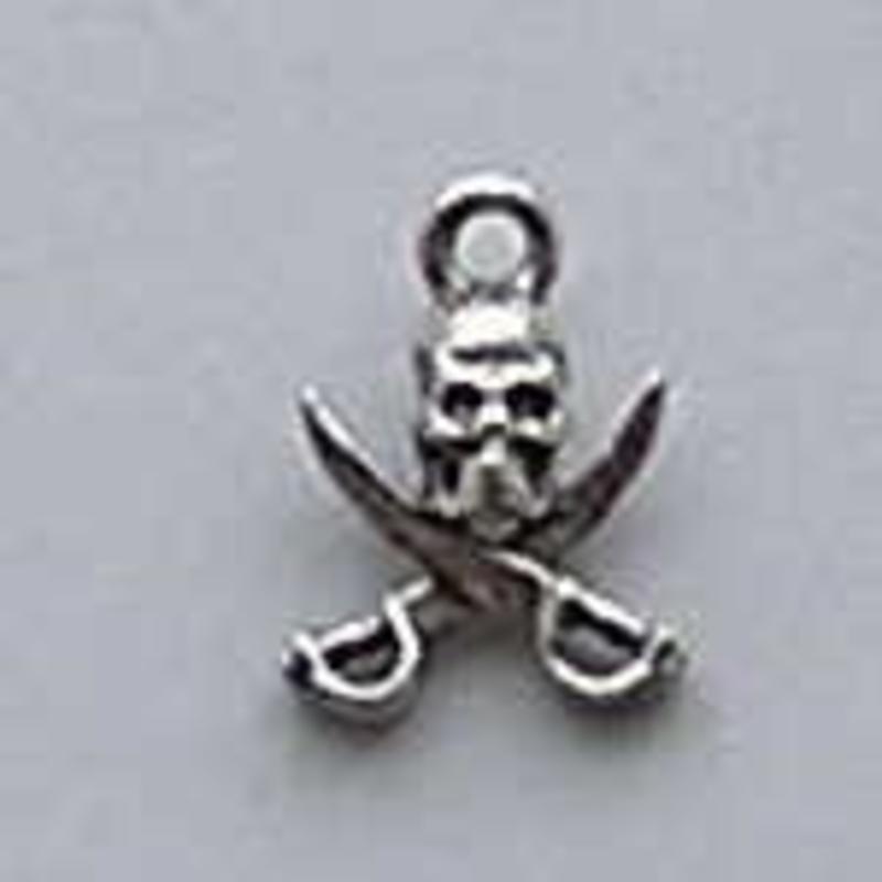 Bedel Doodskop. 12x16mm. Verzilverd met harde beschermlaag.