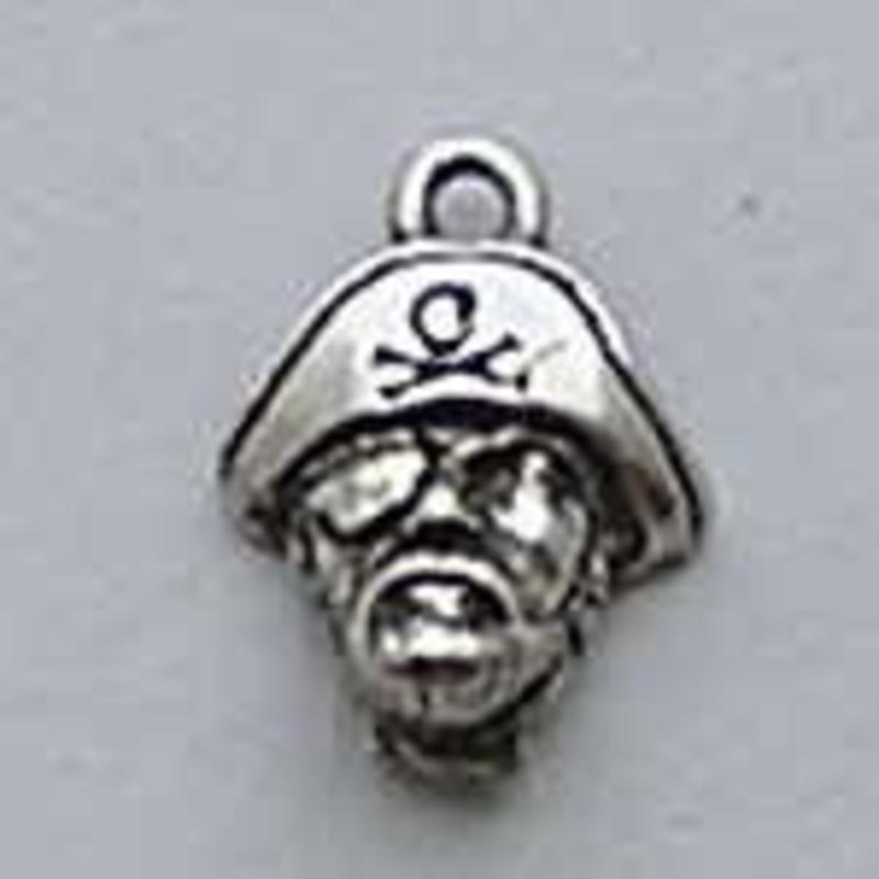Bedel Piraat. 12x17mm. Oudzilverkleurig. (ook in grootverpakking).