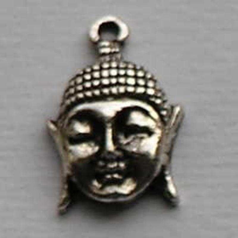 Bedel Boedhahoofd. 12x18mm. Oudzilverkleurig.