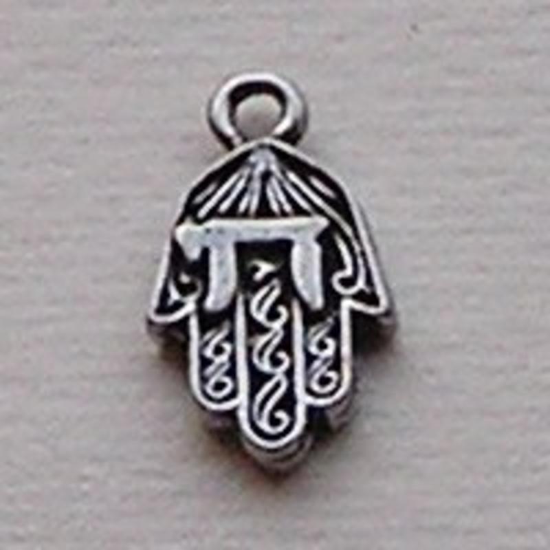 Bedel Geluksamulet Hamsahandje. 19mm. Verzilverd met harde beschermlaag. (ook in grootverpakking).