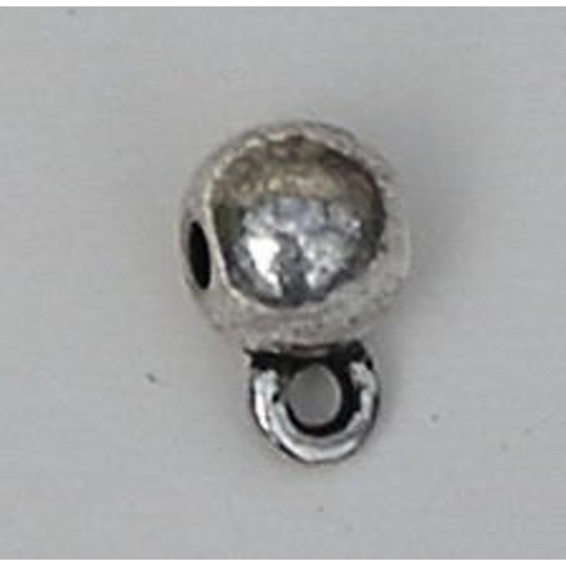 Gladde metalen Kraal. 8mm. met oogje.