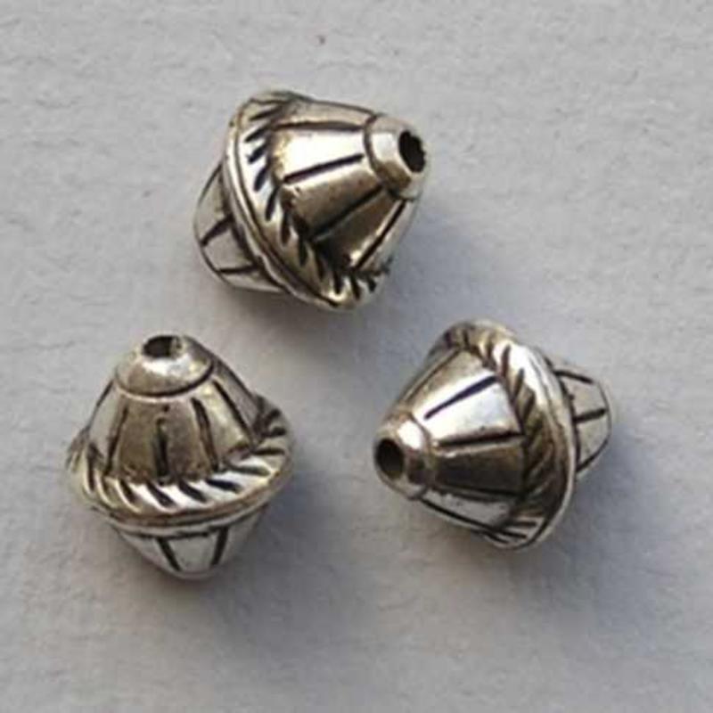 Kraal Bicone. 8x9mm. Zilverkleurig Metallook