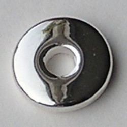 Metallook Platte Schijfkraal. 15mm. Silverplated.