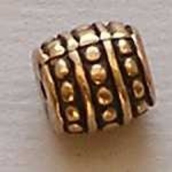 Bewerkt Tonnetje. 6mm. Oud Goud. (metallook).