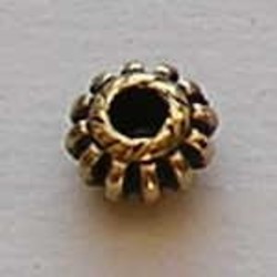 Spider. 4x8mm. Oud Goud. (metallook)