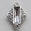 Ornament voor Swarovski Princess Baquette. 21x7mm. Zilverkleurig