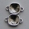 Tussenstuk 23x18mm. Voor 2x Swarovskisteen 4470-10mm. Silverplated.