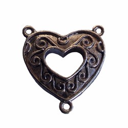Spacer Heart. 26x30mm. With 3 eyes. Silver.