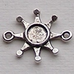 Tussenzetsel Kroon. 20x25mm. voor 1 x Swarovskisteen  ss30 zilverkleurig
