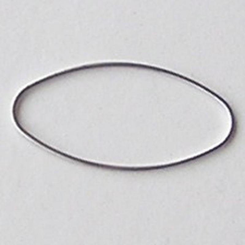 Zilverkleurige Brass gladde ovale dichte ring. 20x40mm.