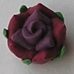 Fimo roosje. 10mm. Bruin/Bordeauxrood.