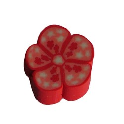 Fimo Kraal. ca 20mm. Rood Bloemetje.