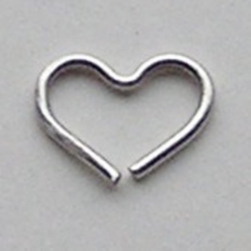 Matzilverkleurig Brass Wire Heart 10x19mm dikte 1mm.