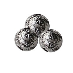 Grote Metalen kraal. Gebloemd. 20mm. Hol. Zilverkleurig