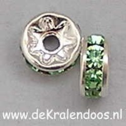 Strass-Rondel. 7mm. Peridot. Zilverkleurig.