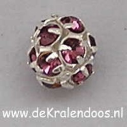 Strass-Bal. 8mm. Amethyst. Zilverkleurig