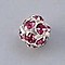 Strass-Bal. 8mm. Fuchsia. Zilverkleurig
