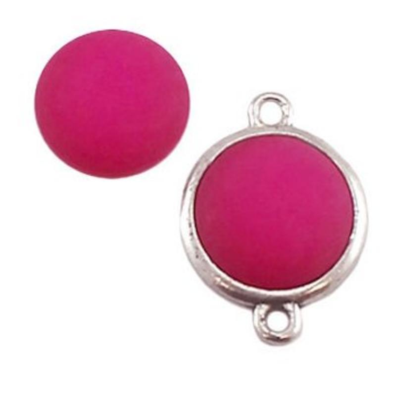 Cabochon. Polaris. Mat Fuchsia. Rond. 12mm.