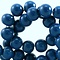 Glaskraal. 4mm. Rond. Blue. Opaque. 100 stuks voor.