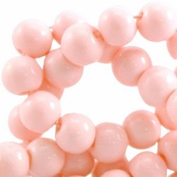 Glaskraal. 4mm. Rond. Pastel Roze. Opaque. 100 stuks voor