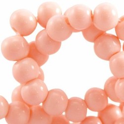 Glaskraal. 4mm. Rond. Rose Peach. Opaque. 100 stuks voor.