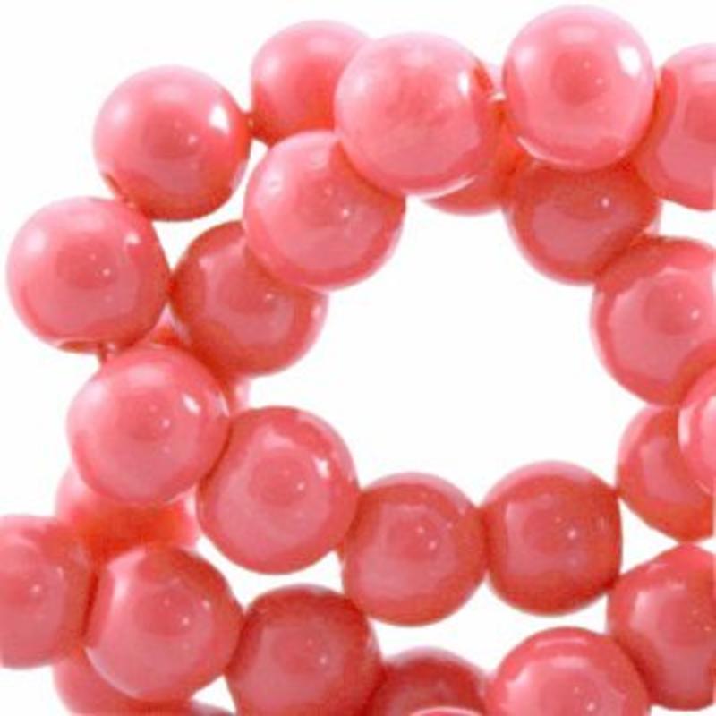 Glaskraal. 4mm. Rond. Rouge. Opaque. 100 stuks voor