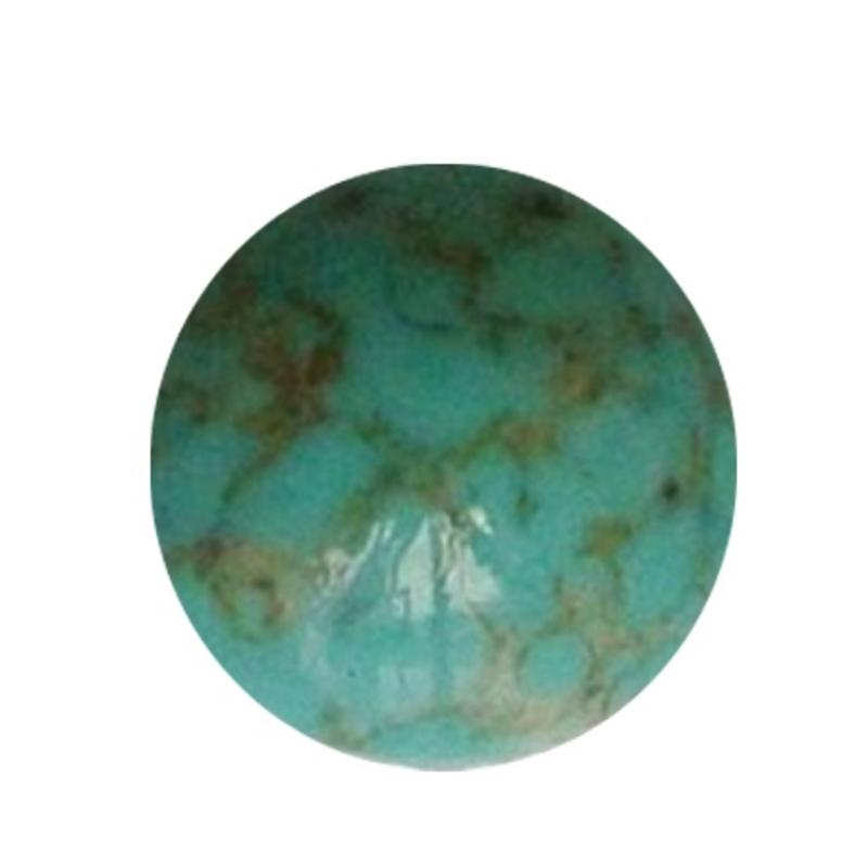 Cabochon. Gemeleerd Turquoise. Glas. Rond. 10mm.